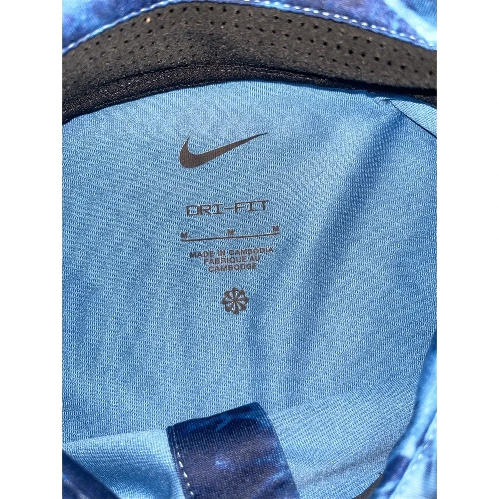 MEN'S NIKE DRI-FIT SOLAR FLORAL TOUR GOLF POLO DUTCH BLUE / WHITE SZ MEDIUM
